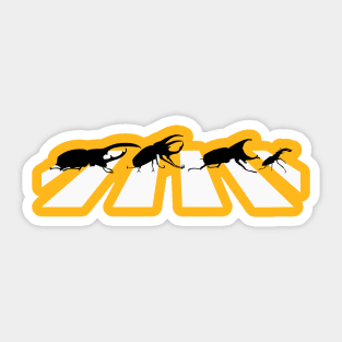 Beetles Crossing Road Sticker